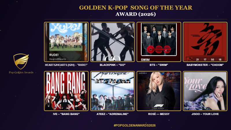Golden K-Pop Song of the Year Award (2026) Nominees
